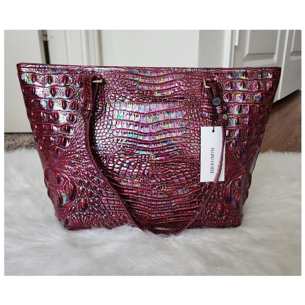 NWT Brahmin Medium Asher Sangria Melbourne Tote/dustbag - Picture 5 of 12